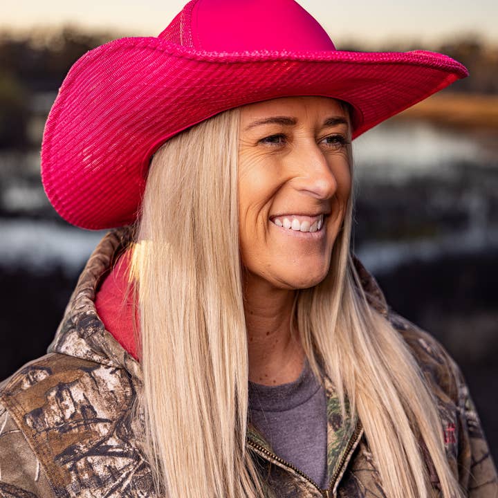 Cowboy Snapback - Wholesale Trucker Hat - Unisex - HOT PINK COWBOY SNAPBACK: 5 PANEL - BLANK1