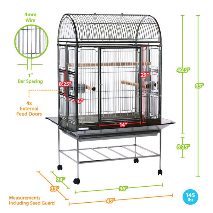 Caitec Inc - Wholesale Pet Bed - Cat/Dog - Bird Cage Folding Stainless Steel Chapel Bird Cage