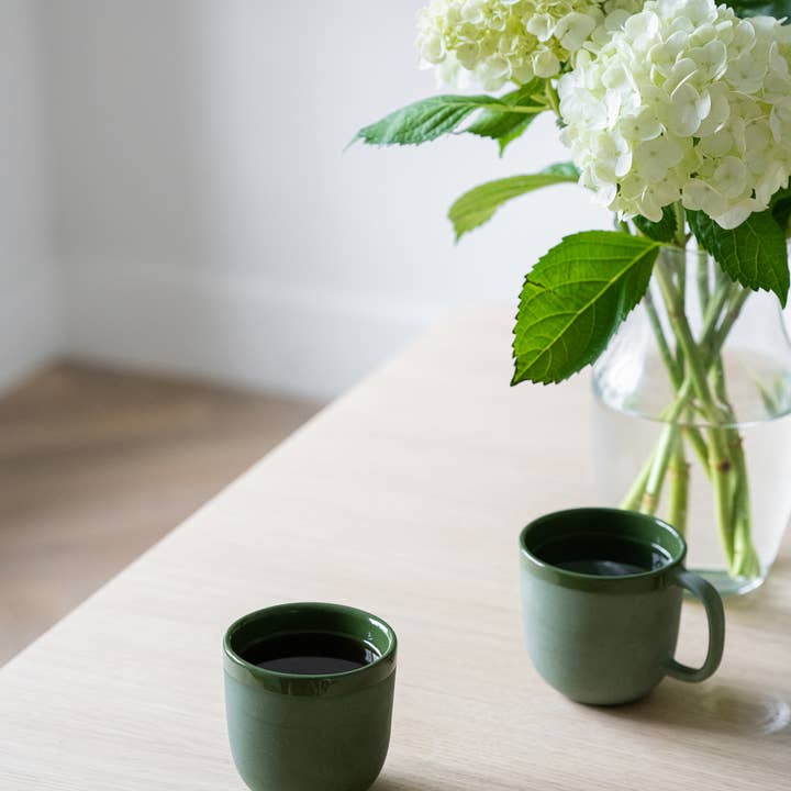 Creating Comfort Lab - Wholesale Coffee Mug - Handmade Porcelain Coffee Mug. Green