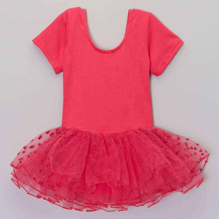 Robe de ballet à manches courtes avec cœurs rose vif pour la vente par Wenchoice