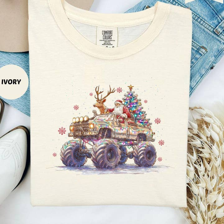 T-shirt de Noël Monster Truck Comfort Colors, Sweatshirt de Noël pour la vente par ClevorFit