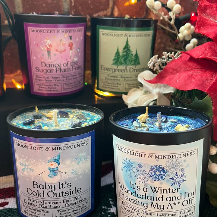 Moonlight & Mindfulness - Wholesale Jar/Filled Candle - Holiday Soy Wax Crystal Candles, Christmas Scents, Vegan8
