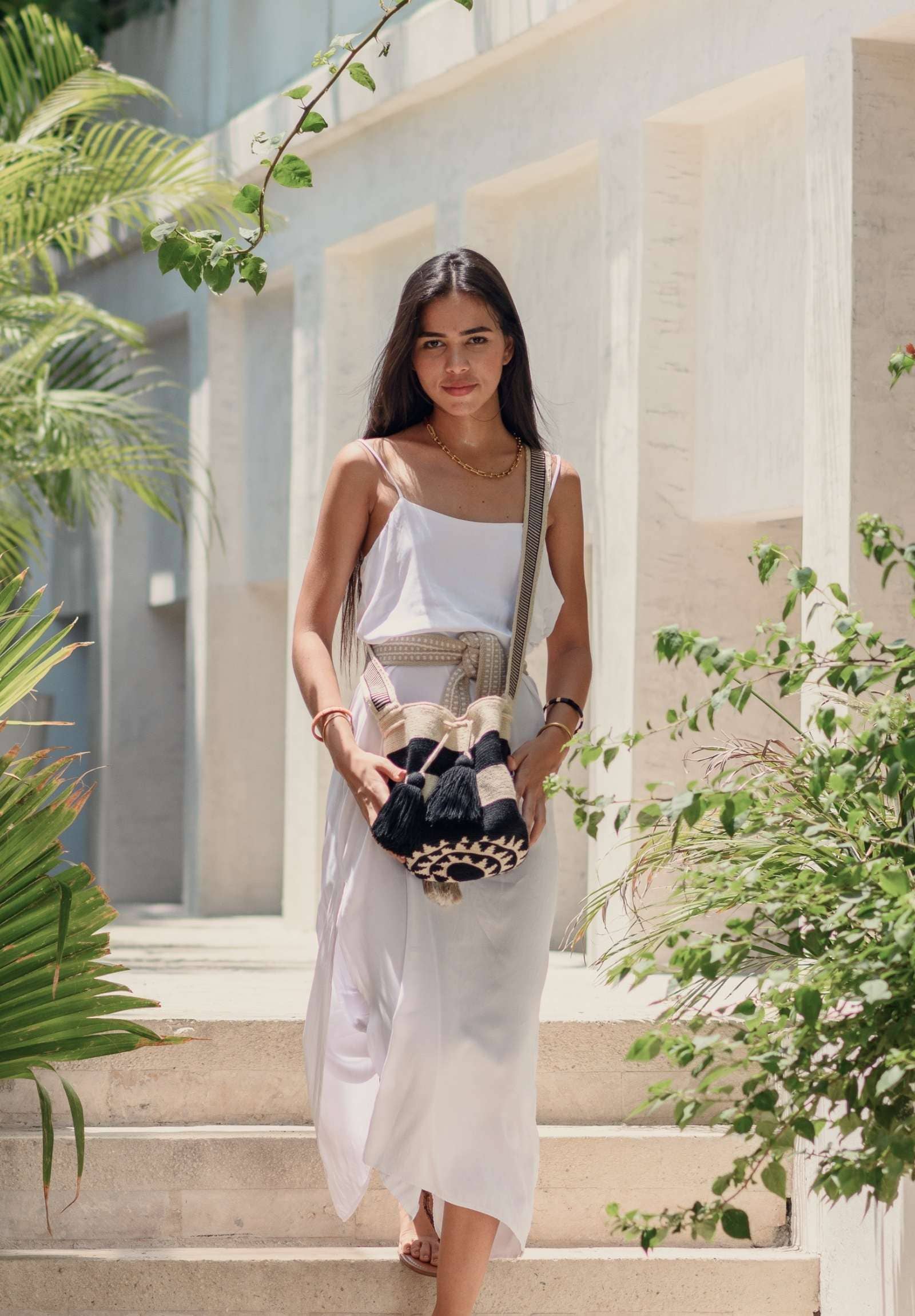 Lombia + Co. - Vente Sac à bandoulière – femme - Sac à mochila WAYUU à rayures classique (diadème taille M)3