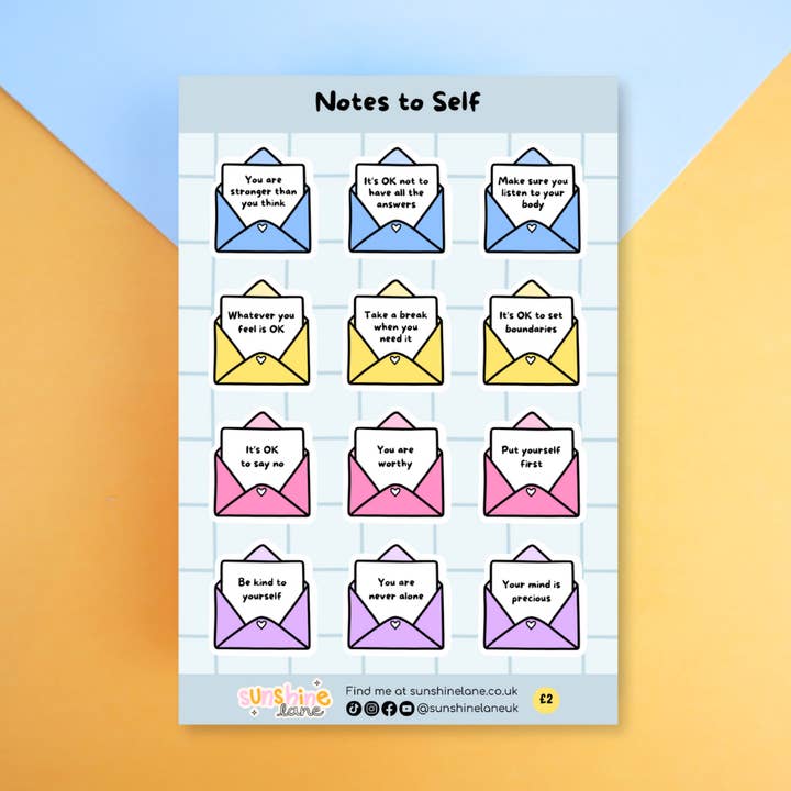 Autocollants notes pour l'affirmation de soi - autocollants pour planificateur pour la vente par Sunshine Lane