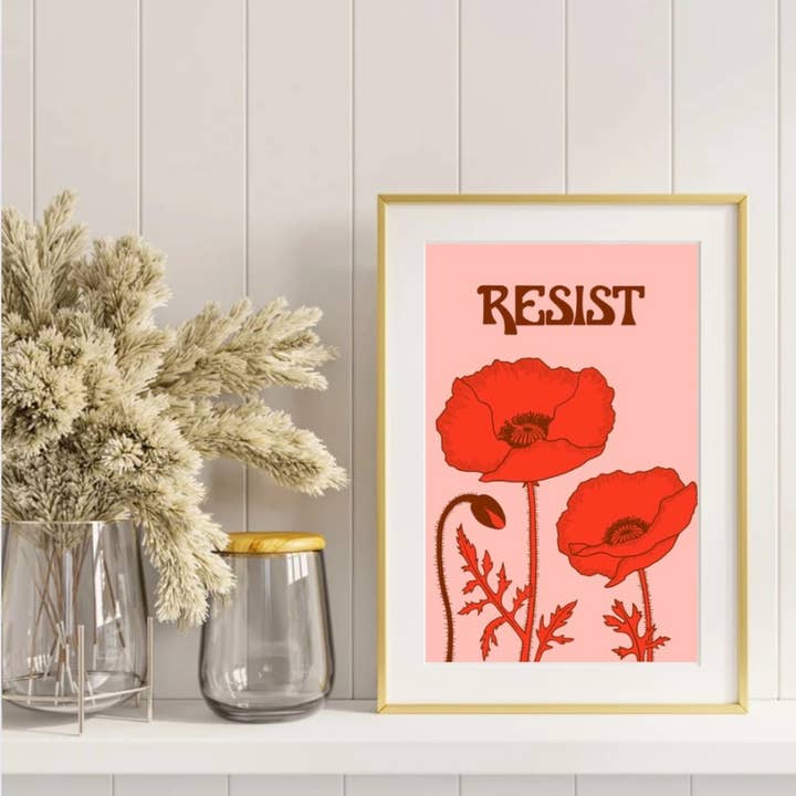 Resist poppies, art print for wholesale by Heart Stone Gallery