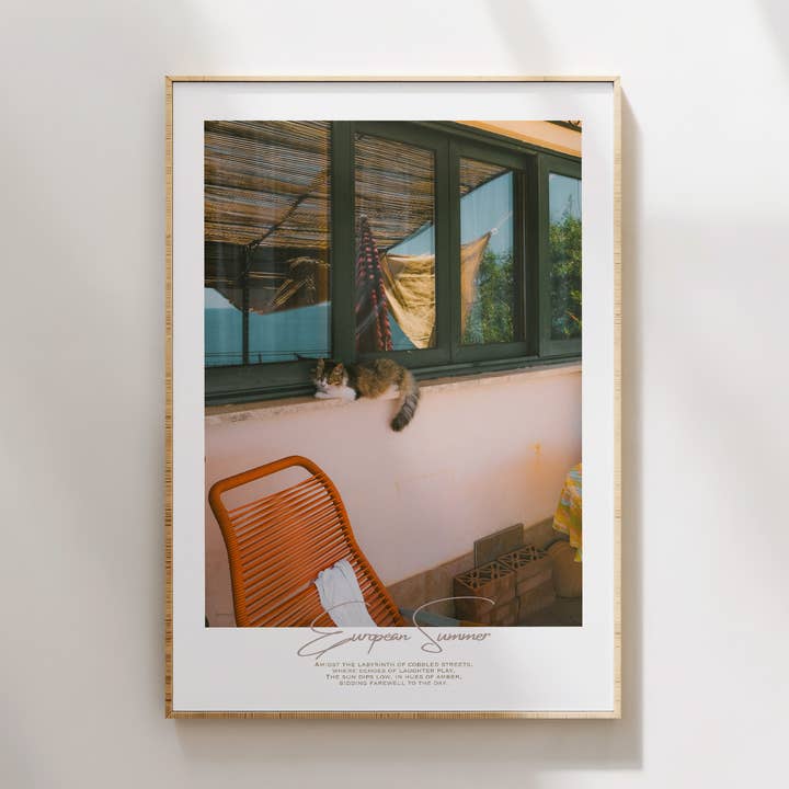 Europese Zomer Kat Italië Retro Fotografie Print voor wholesale door bymariarosestudio