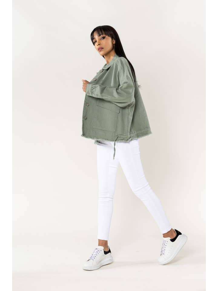 Nina Carter - Wholesale Denim Jacket - Women's - Oversized Denim Jacket Nina Carter large pockets S56243