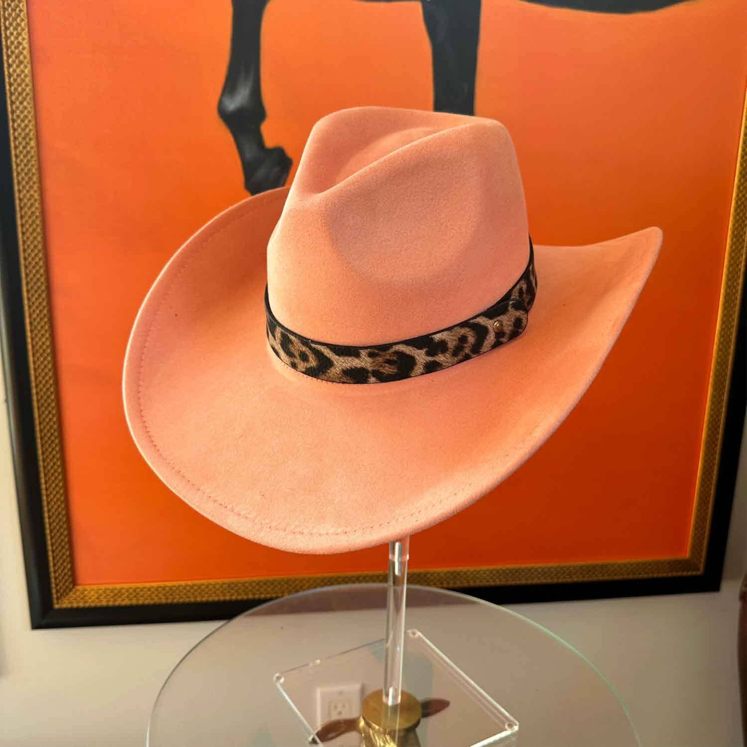 Bella Betty - Wholesale Cowboy Hat - Women's - Fashion Vegan Suede Cowboy hat  W/ Leopard Belt 8