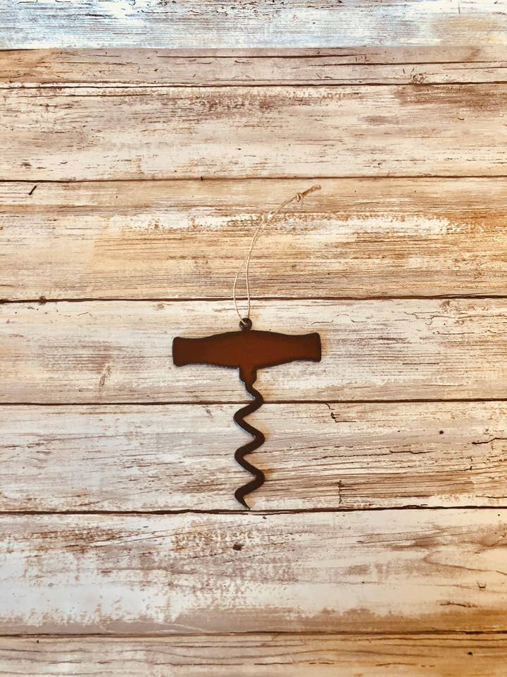 Cork Screw wine Ornament for wholesale by Universal Ironworks USA