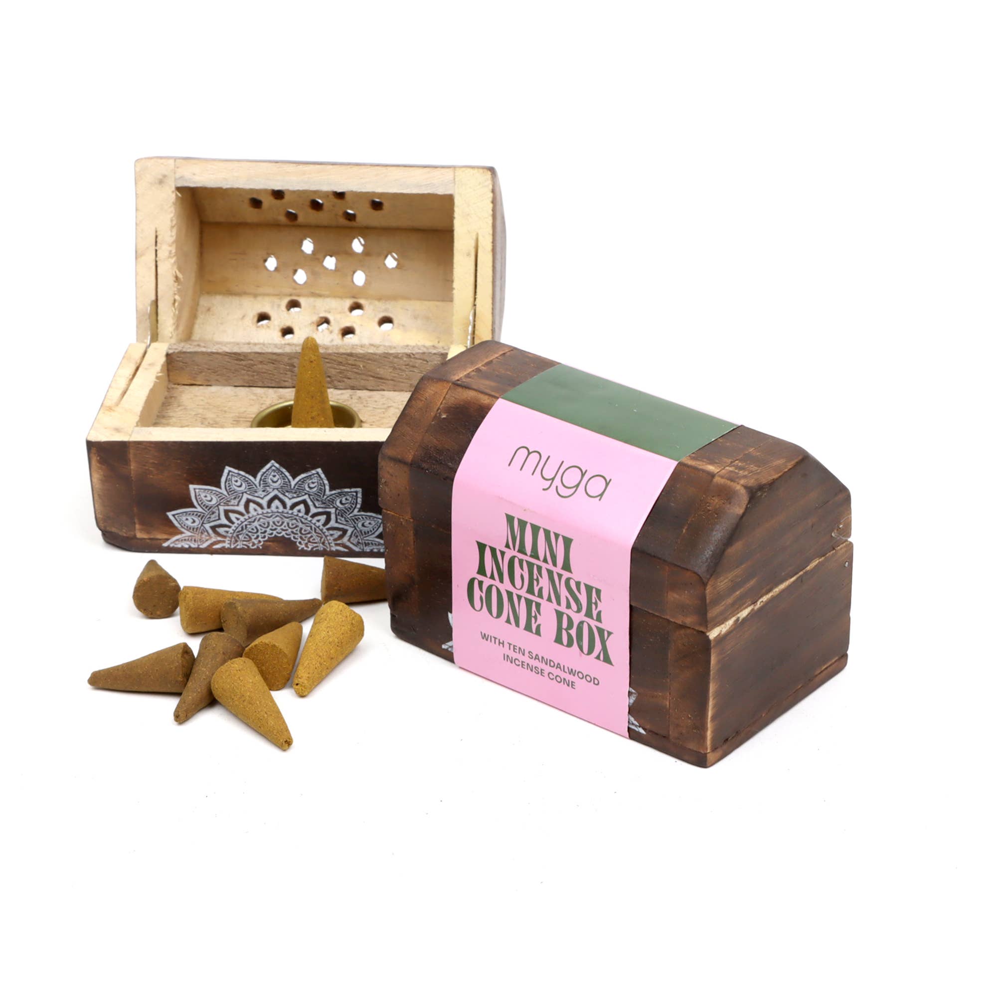 Myga - Wholesale Incense - Wooden Incense Box With 10 Cones In Each Piece, 6 Pieces5