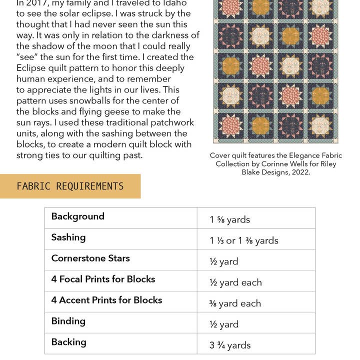 Frannie B Quilt Company - Wholesale Craft Sewing Kit - Eclipse Quilt Pattern1