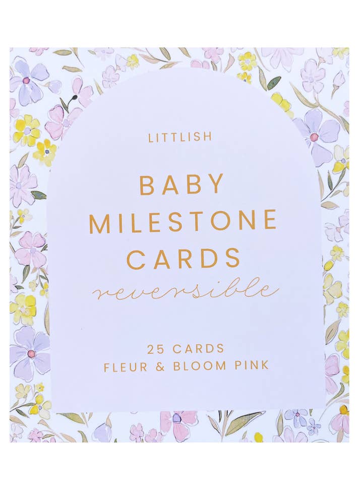 Cartões Marcos Reversíveis para Bebés Fleur + Bloom Pink por atacado de Littlish
