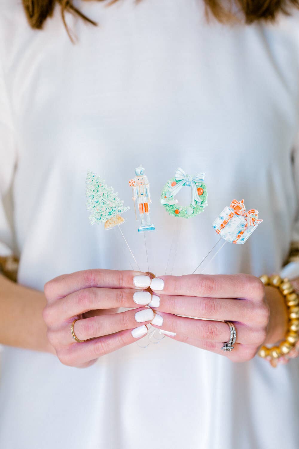 Simply Jessica Marie - Wholesale Drink Stirrer - Blue and White Christmas Watercolor Acrylic Stir Sticks1