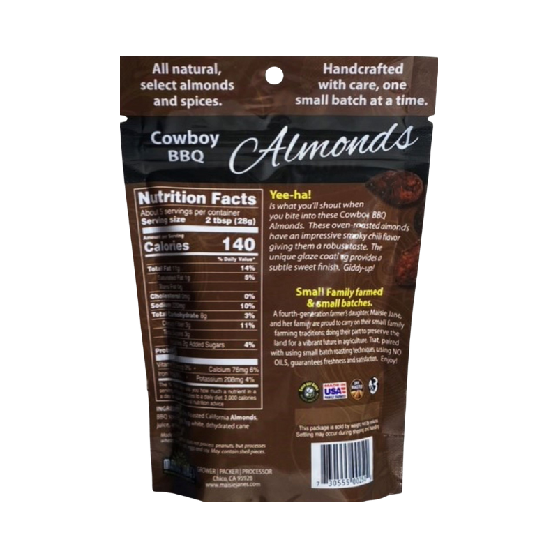 Maisie Jane’s - Wholesale Nuts - Cowboy BBQ Almonds 5 oz. - Reclosable Pouch1