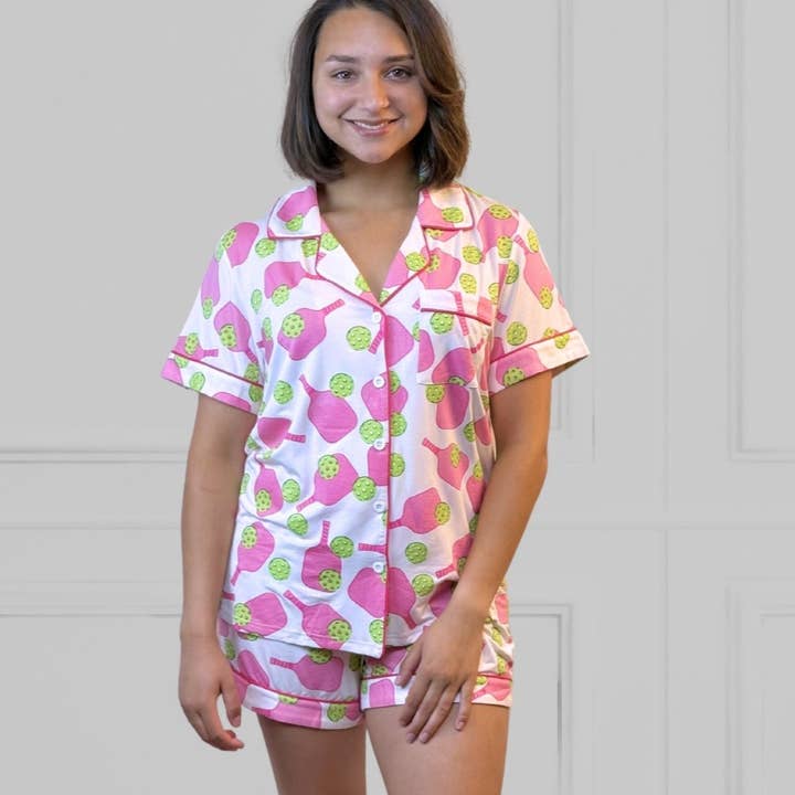 Preppy Pickleball Lovers Soft Bamboo PJ Short Gift Sets for PIckleball Lovers for wholesale by Willie J’s: The Easy PJ’s