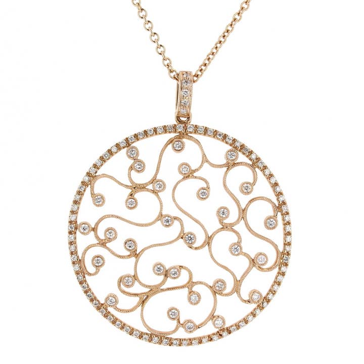 14K Rose Gold Diamond Circle Pendant for wholesale by NYMAN JEWELERS