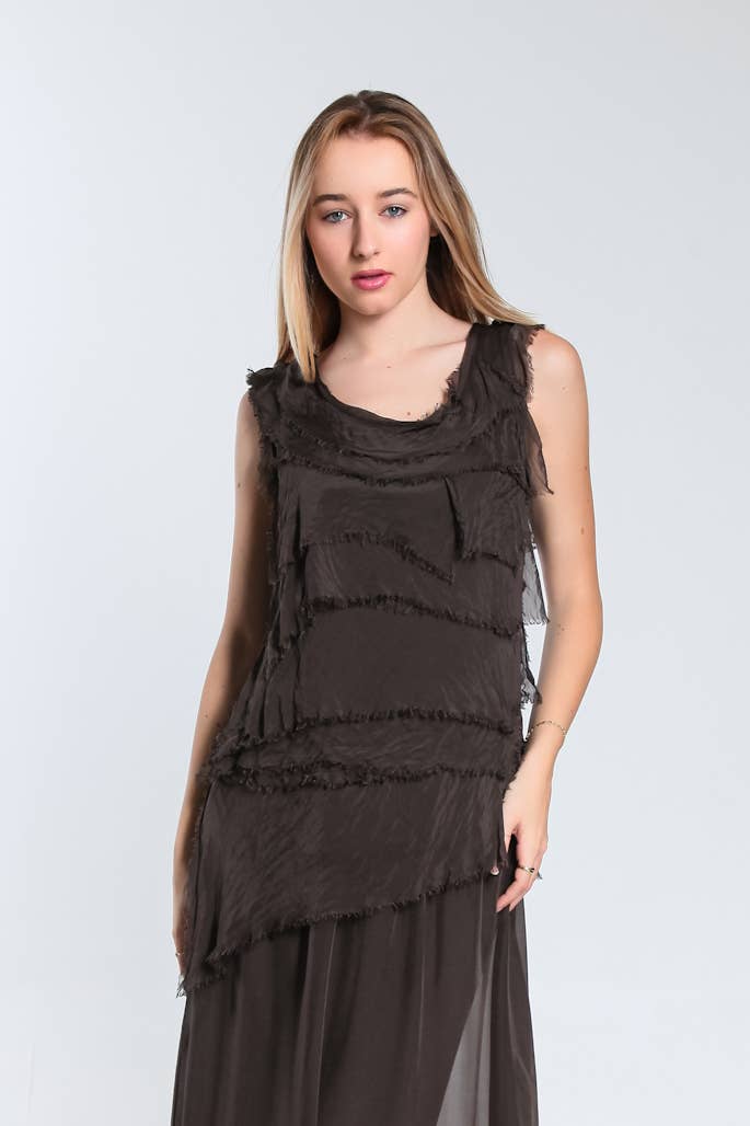 TINA Stephens Italy/Tees By Tina - Wholesale Blouse - Women's - Arianna Silk Ruffle Top (BT205)29