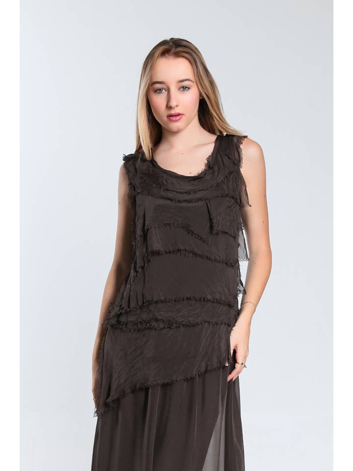 TINA Stephens Italy/Tees By Tina - Wholesale Blouse - Women's - Arianna Silk Ruffle Top (BT205)29