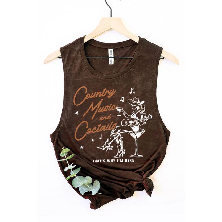 HRTandLUV - Wholesale Tank Top - Women's - COUNTRY MUSIC AND COCKTAILS MINERAL GRAPHIC TANK TOP