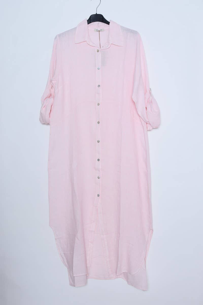 LÉA & LUC - Wholesale Dress - Women's - Long shirt dresses in 100% Linen REF. 14844