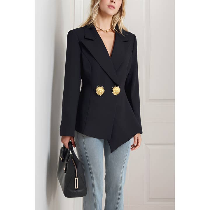X9361CT Asymmetrical Blazer with Gold Buttons for wholesale by XHHH Inc