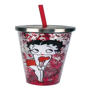 Spoontiques Betty Boop Stainless Steel Cup with Straw - Stainless Steel  Drinkware Tumbler - 24 Oz. 