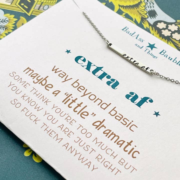 extra af handstamped skinny bar necklace for wholesale by BadAss Baubles and Things