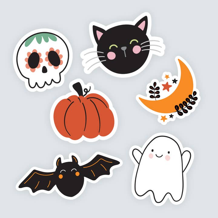 Halloween 6-delt vinyl klistermærke pakke | Efterår papirvarer for engroshandel hos Inky in the Wild