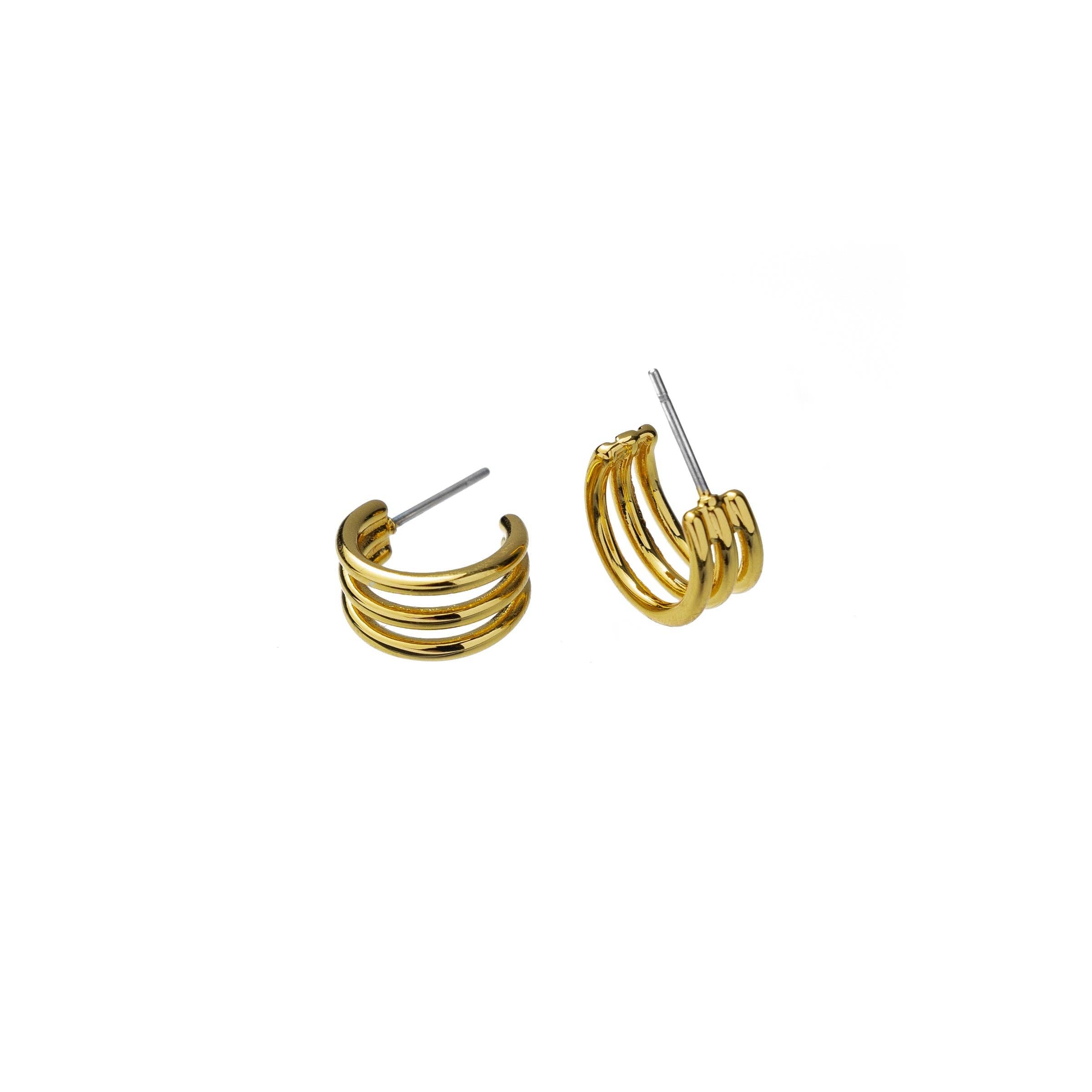 Brenda Grands Jewelry - Wholesale Hoop Earrings - 18K Gold Triple Mini Hoops2