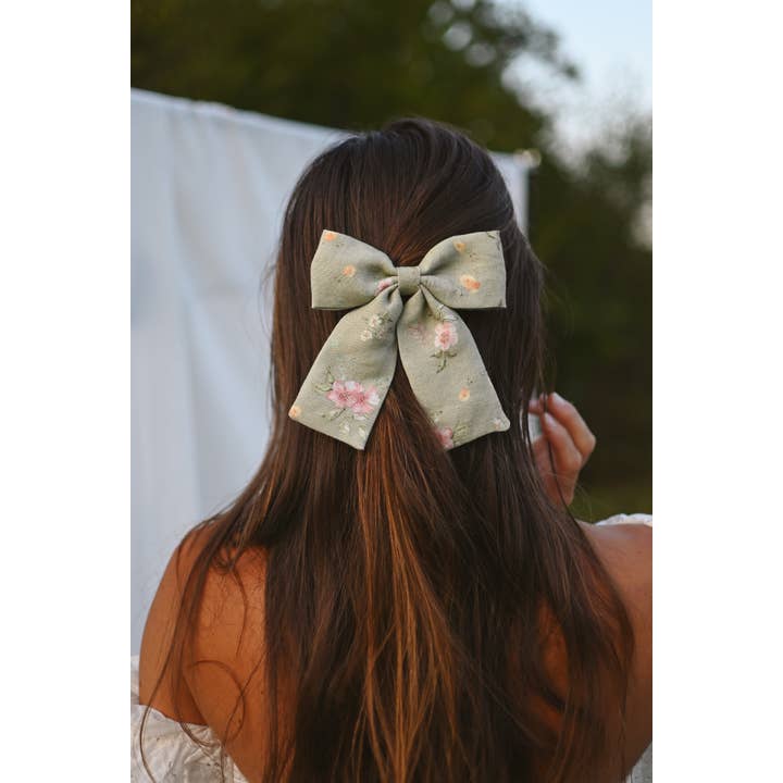 Lanika Atelier, Nika Korošec s.p. - Vente Nœud pour cheveux – femme - Grand nœud pour cheveux vert prairie, grand nœud floral pour femme