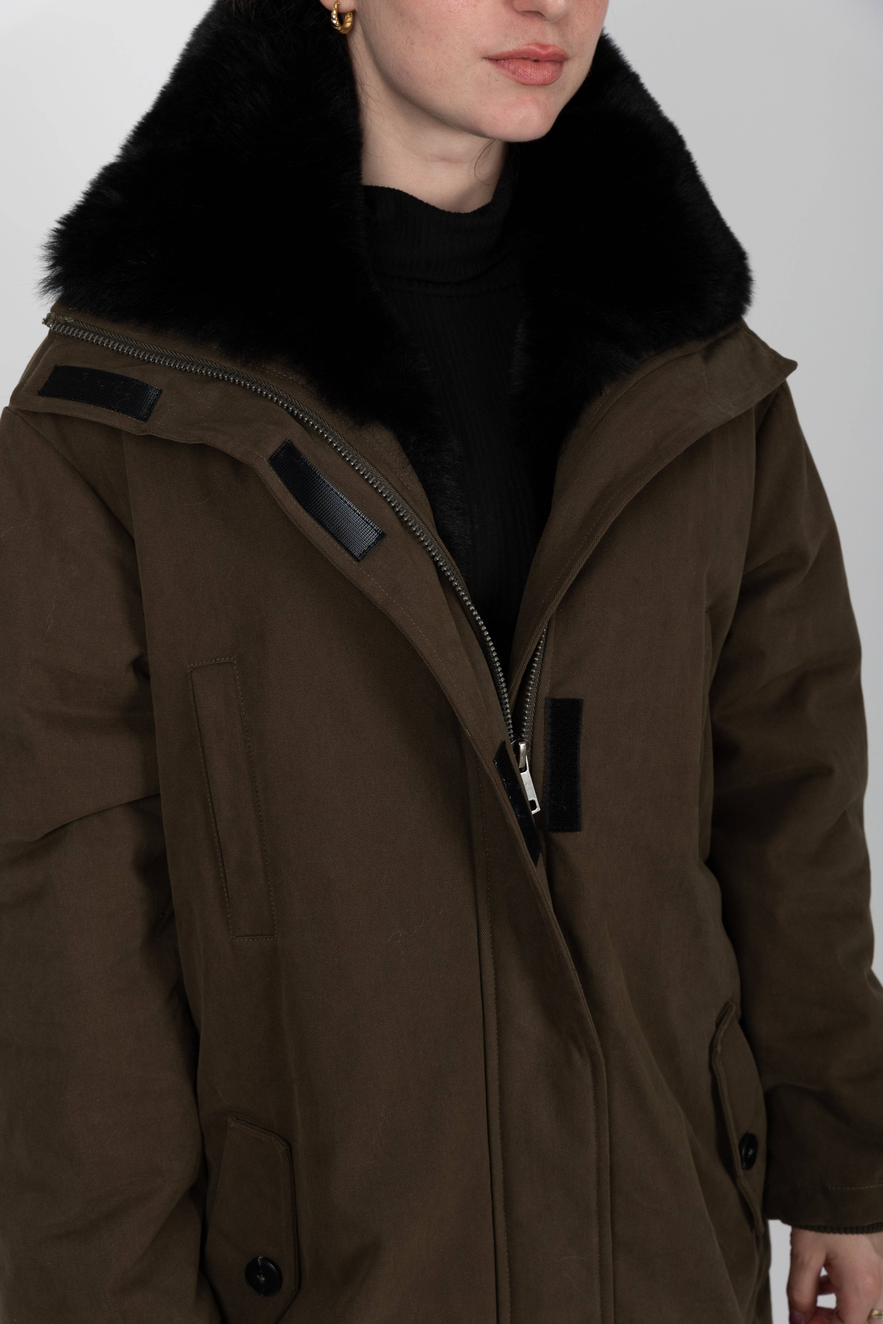 KZELL PARIS - Wholesale Parka - Women's - LONG PARKA WITH CONTRASTING FAUX FUR INTERIOR AND COLLAR11