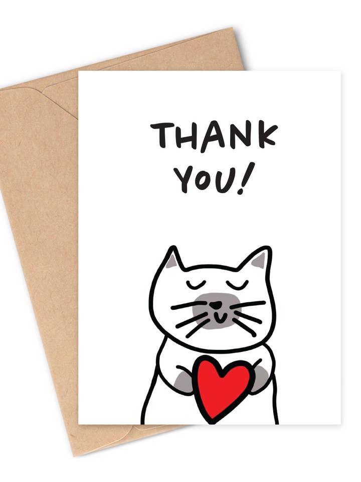 THANK YOU! MEOW Greeting Card for wholesale by Two Brides Presents