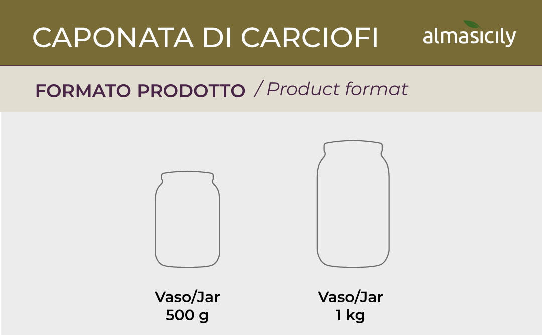 almasicily – Großhandel Pastasoße – Sizilianische Artischocke Caponata 500g Glas12