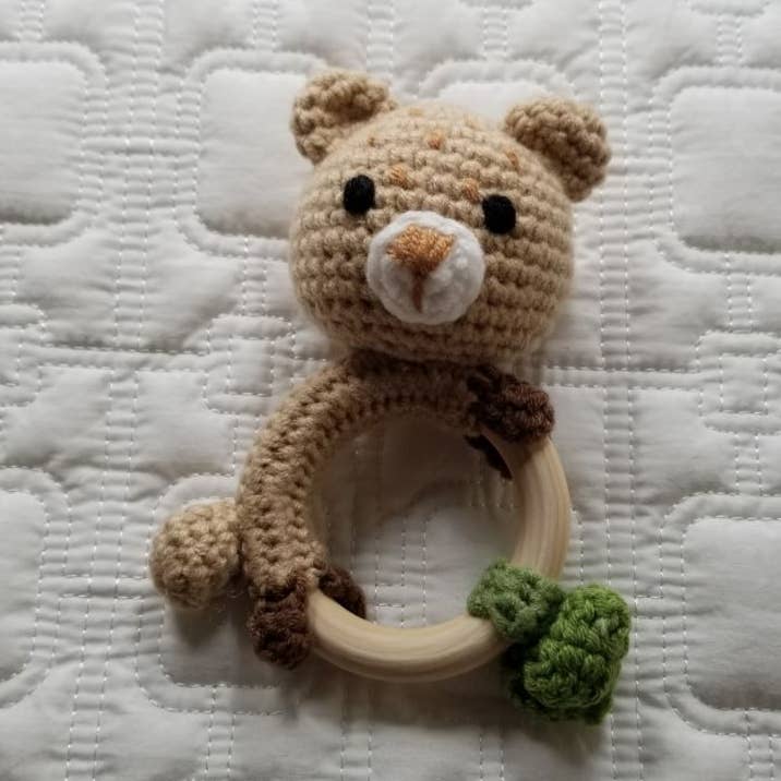 Green Leaf Beaf Hand Crochet Rattle for wholesale by D & C TOYS