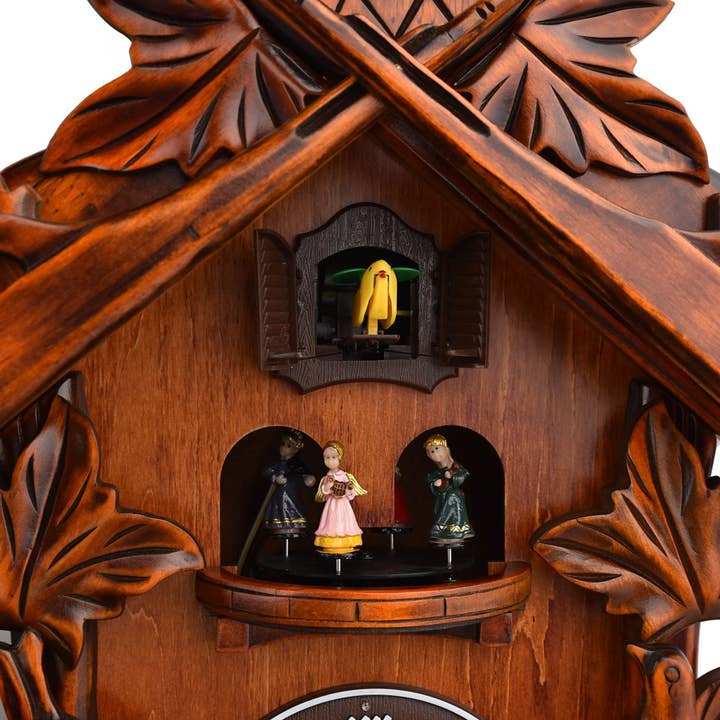 WIDDOP and Co. - Wholesale Wall Clock - Qtz Cuckoo Clock - Lrg Wooden with Roundabout - 2 birds/Stag