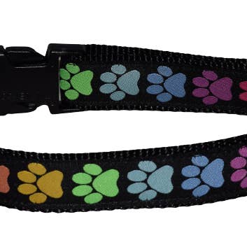 Dog Collar, Paw Print Rainbow for wholesale by Colorful Collars