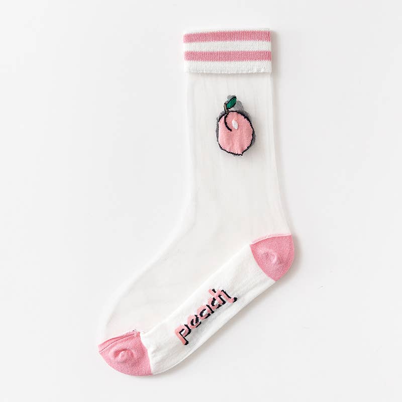 Tourtiwi - Wholesale Socks - Women's - Fruit Flower Animal Pattern Transparent Thin Summer Socks1