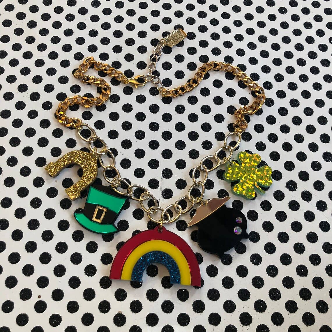 I'm Your Present – wholesale Pendant/charm necklace – Irish Charm St Patrick's Day Laser Cut Acrylic Necklace5