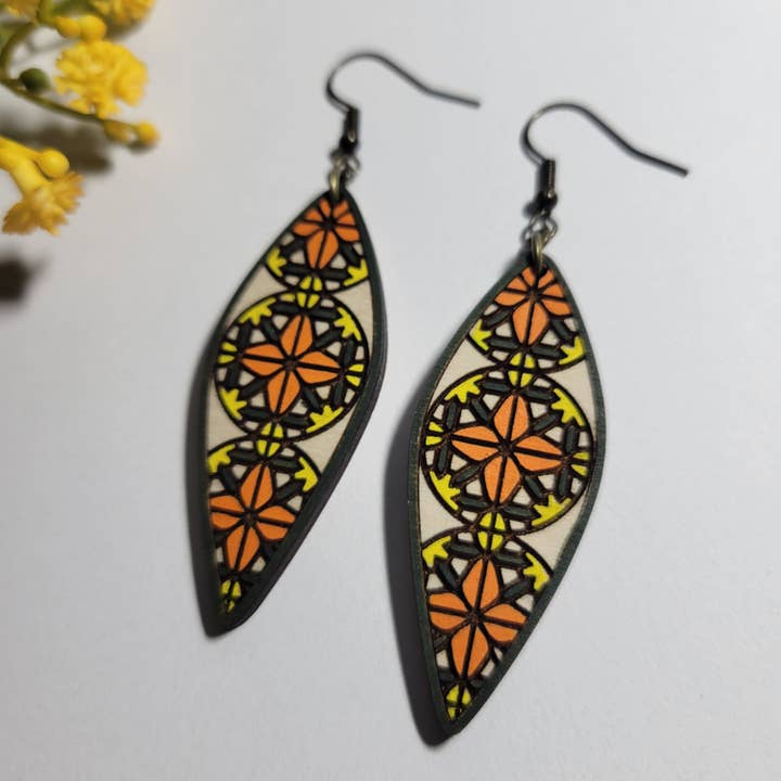 Stained Glass Wood Earrings for wholesale by Elskas Designs