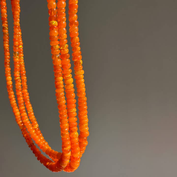 Opal Necklace | Bright Neon Orange | Summer Beaded Necklace for wholesale by Anokhi Green | Handmade Gemstone Jewelry
