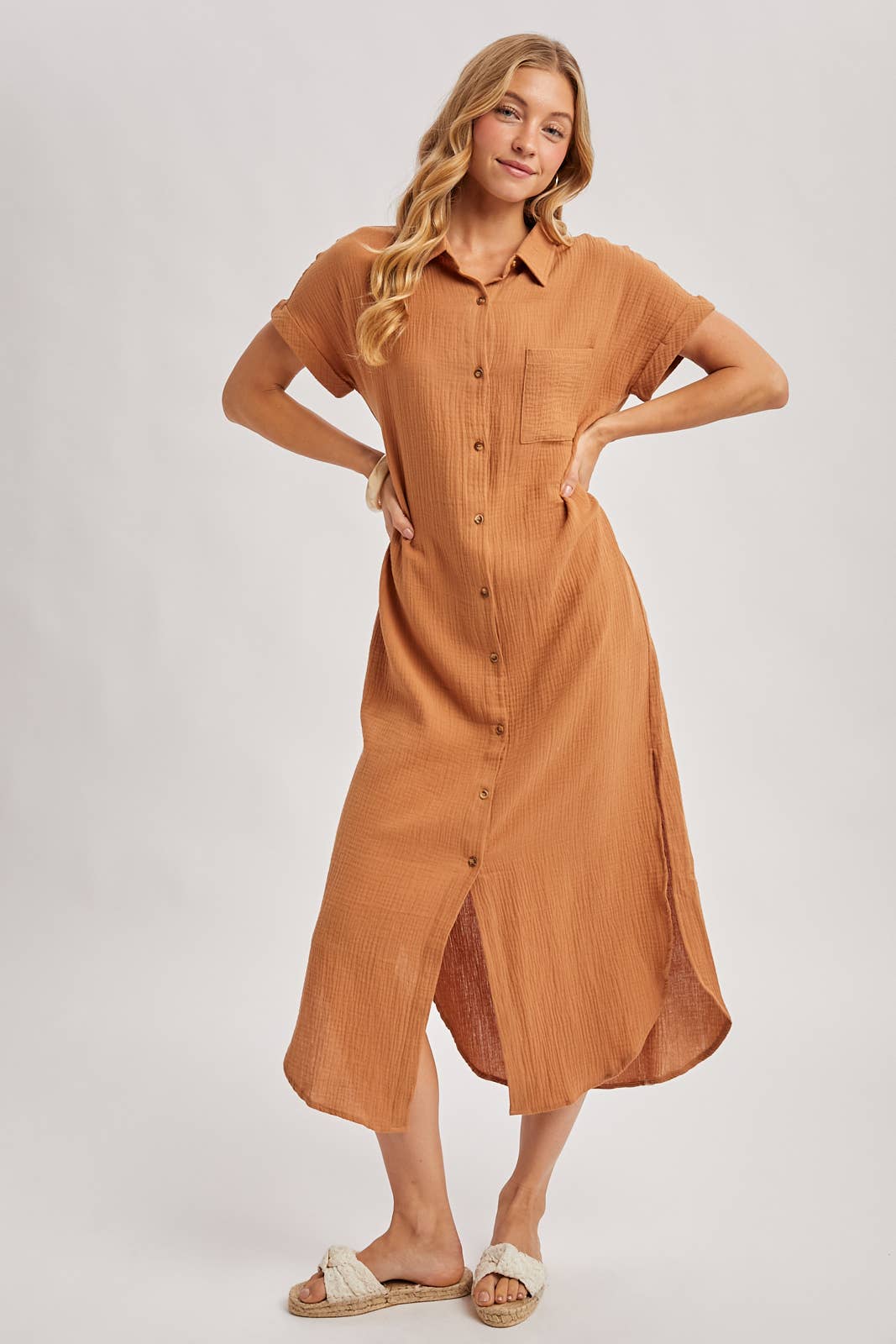Bluivy - Wholesale Dress - Women's - BUTTON UP MAXI SHIRT DRESS WITH POCKET48