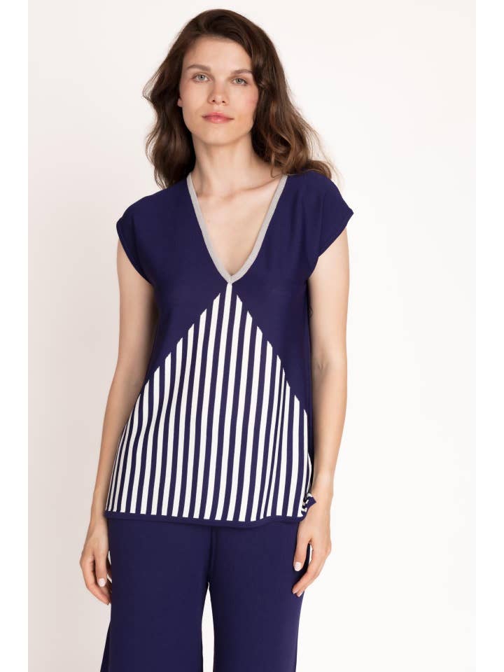CMS Love – wholesale Stickad topp - Dam – RIBBAD STICKAD TOPP MED RANDER B2B