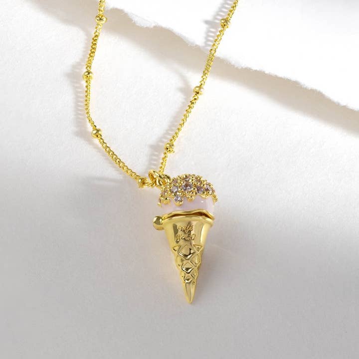 Cafe W+Co Ice Cream Gold Necklace for wholesale by Wanderlust + Co