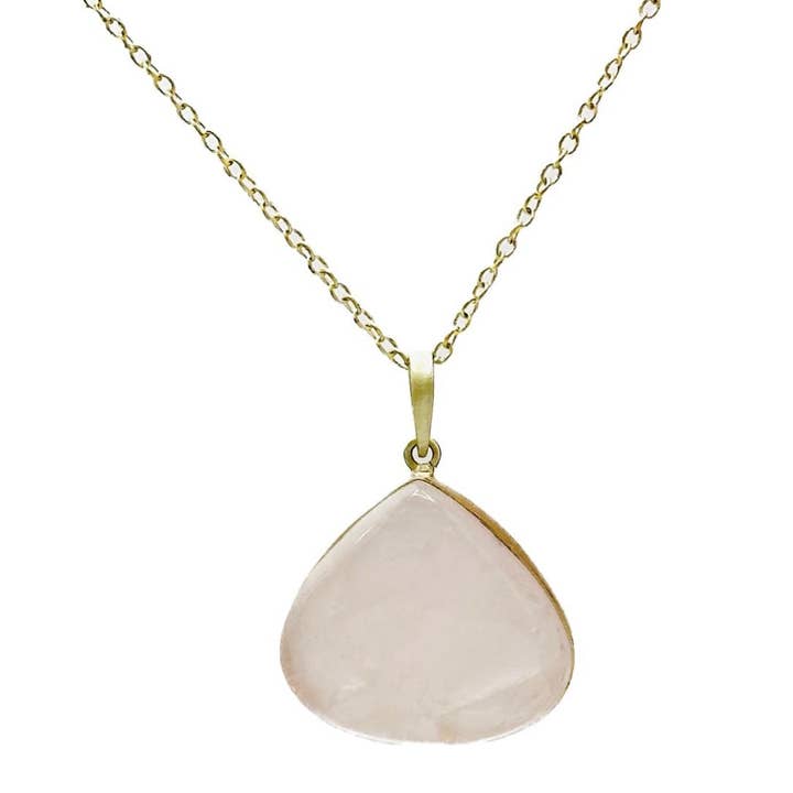 Gold Rose Quartz Pendant Necklace for wholesale by MERRY DOVE