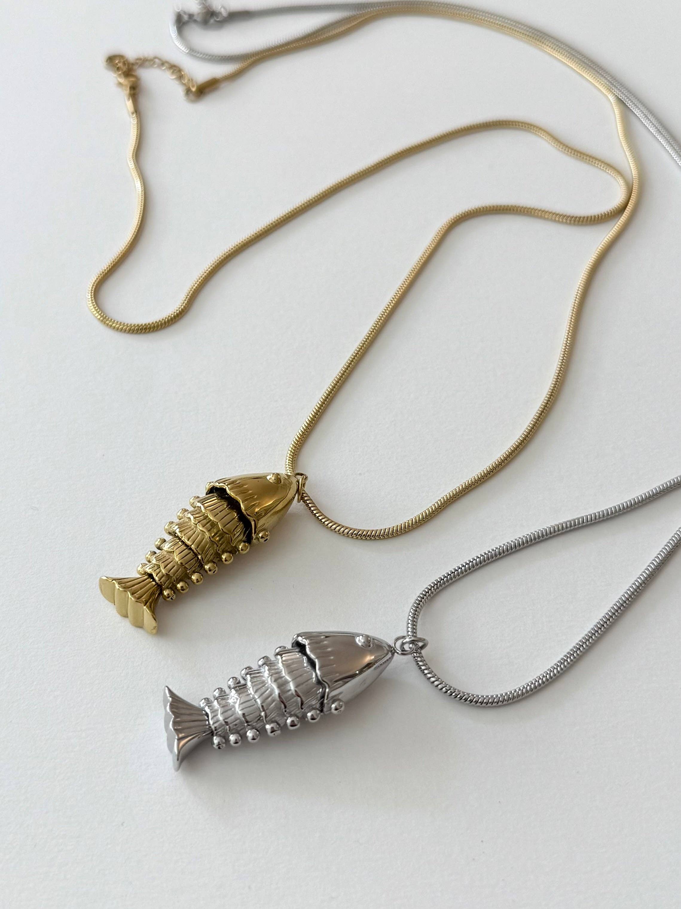 A.B. Paris - Wholesale Pendant/Charm Necklace - Big Fish Necklace - gold or silver1