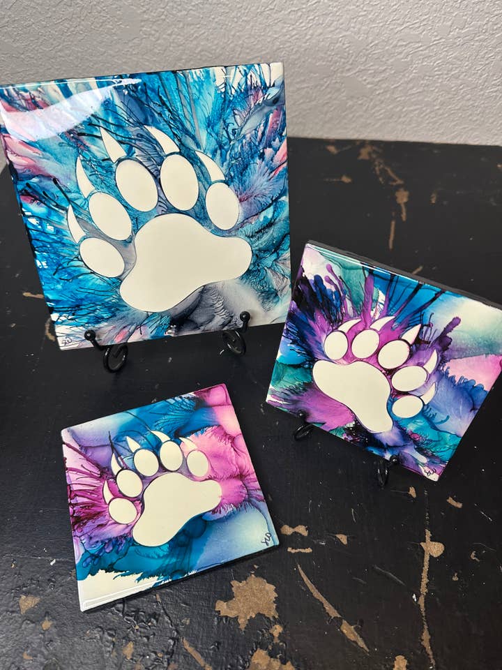 Wyoming Handpainted Hotplate & Coaster Set for wholesale by Red Shed Redos Artistry