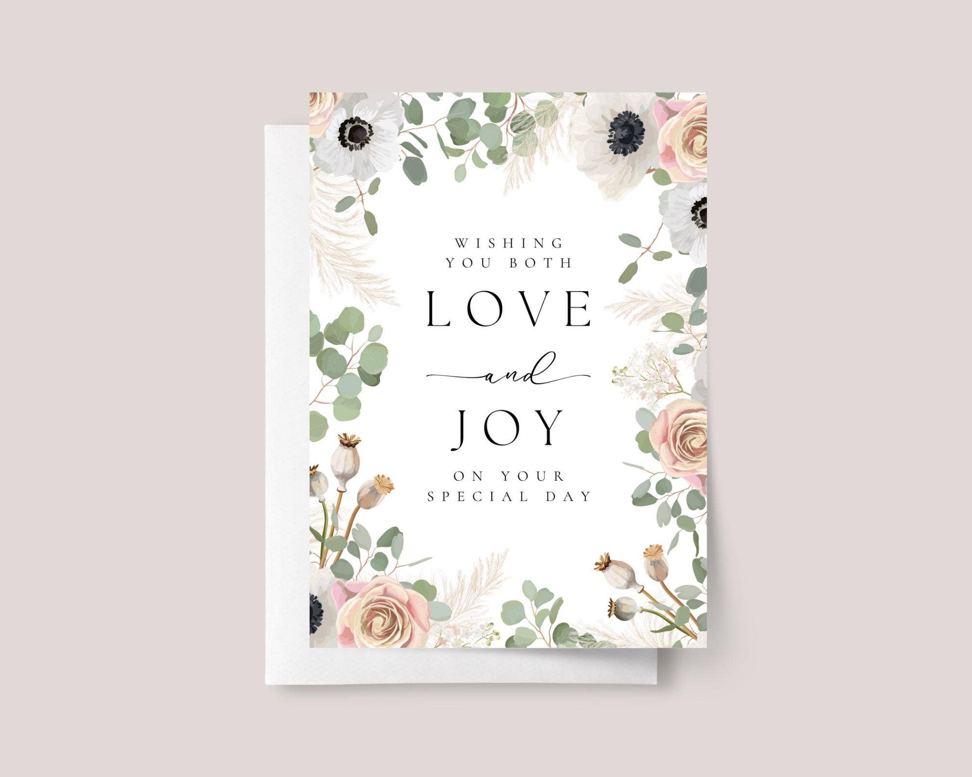 Design Sprinkles - Wholesale Wedding Card - Wedding Card for Newlyweds: Eucalyptus & Blush Roses0