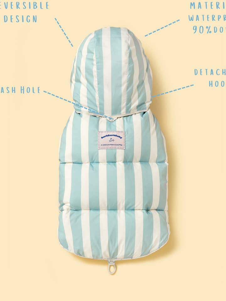 Central Park Bloom & Stripe Reversible Down Jacket for wholesale by BarkBarkBaby