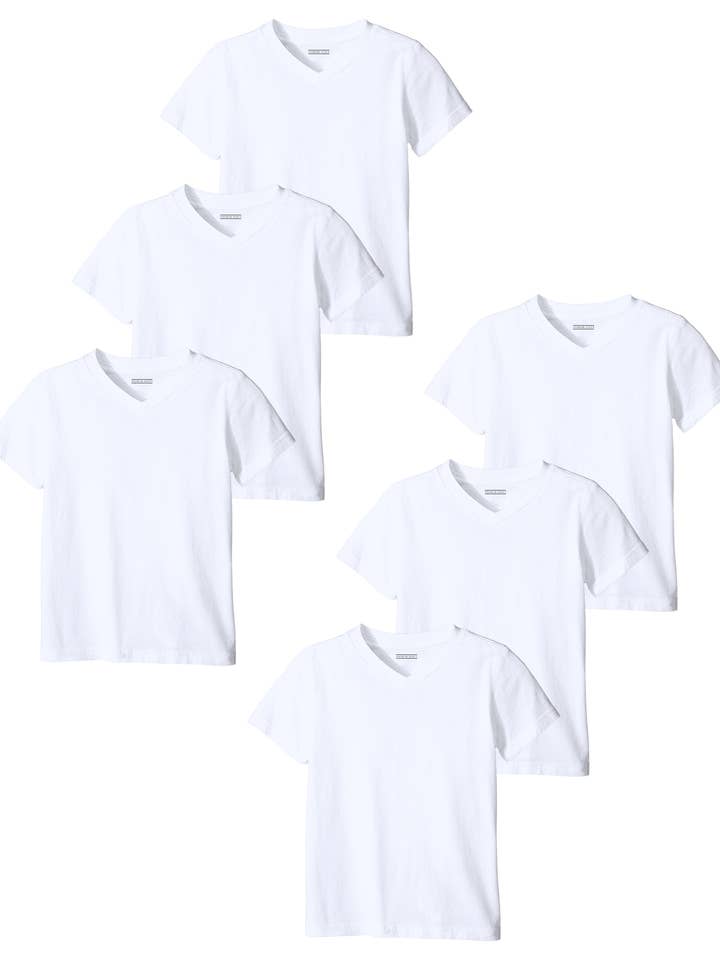 6 Pack Men's Cotton Classic V-Neck Short Sleeve Undershirt for wholesale by I-Wear Brands