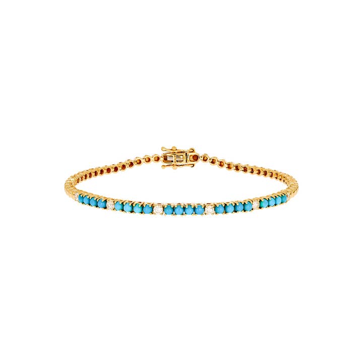 BTF65354TQ. 14K Solid Gold Diamond and Turquoise Bracelet for wholesale by Tresor Jewelry Inc.